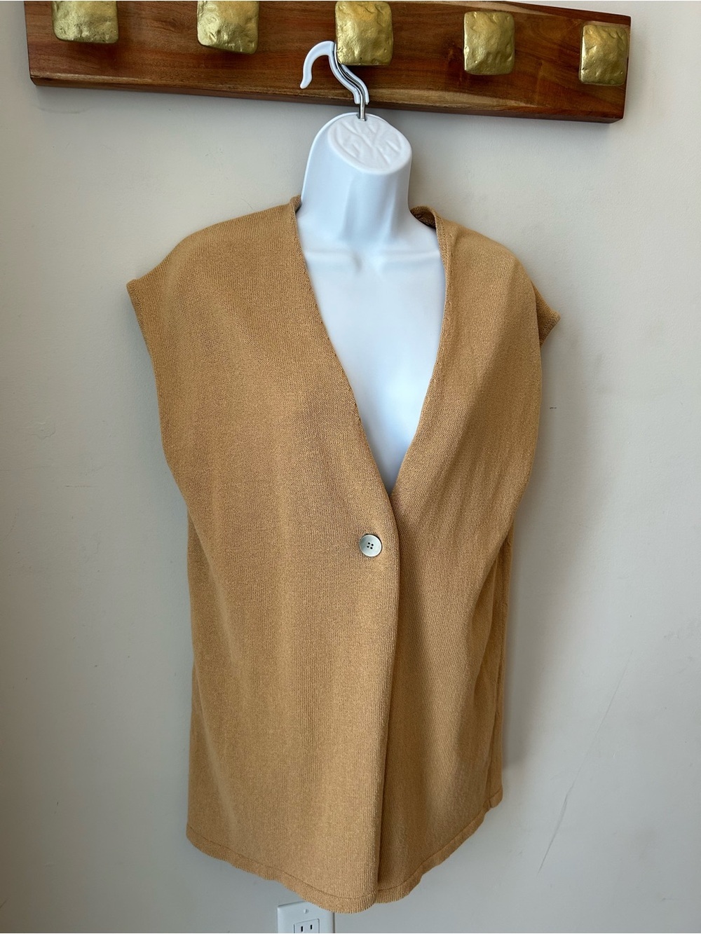 🟢 5 for $25 🟢 Zara Camel/Tan Sleeveless Button-Front Vest 90s Minimalism